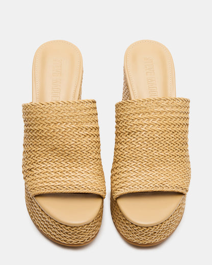 CASSI Natural Platform Raffia Wedge Women's Sandal