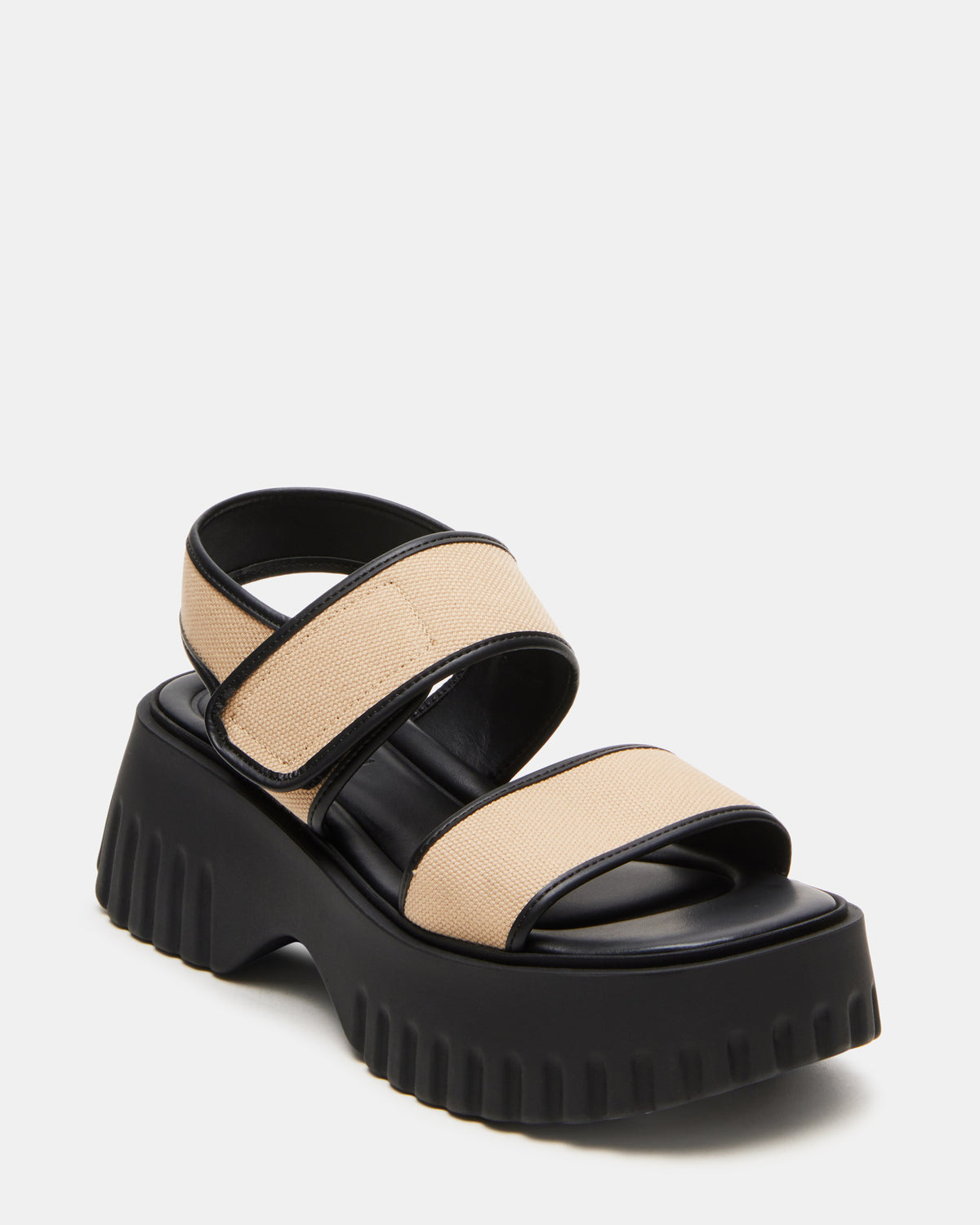 GROVER Black/Tan Women's Square-Toe Platform Sandal