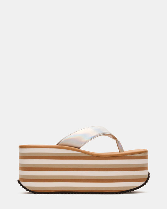 SEVILLA Natural Multi Thong Platform Chunky Flatform Square-Toe Women's Sandal