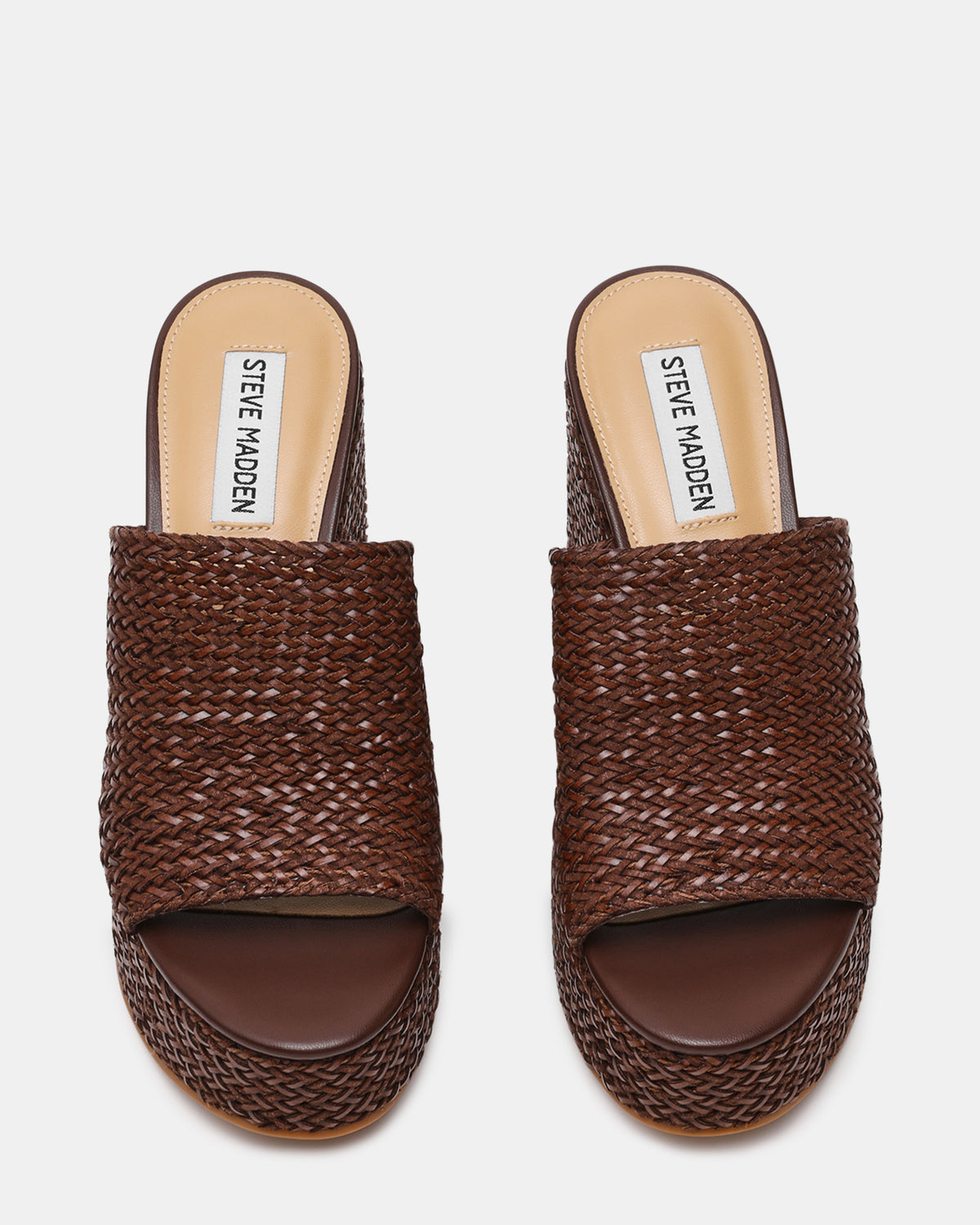 CASSI Brown Platform Raffia Wedge Women's Sandal