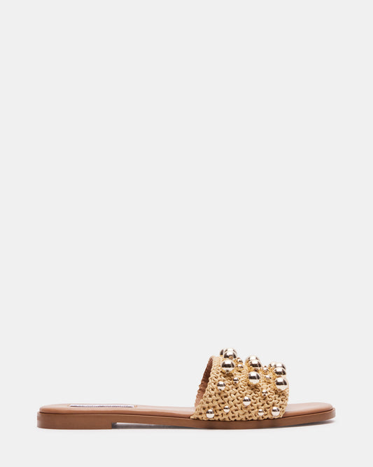 KEELY Natural Raffia Women's Studded Slides