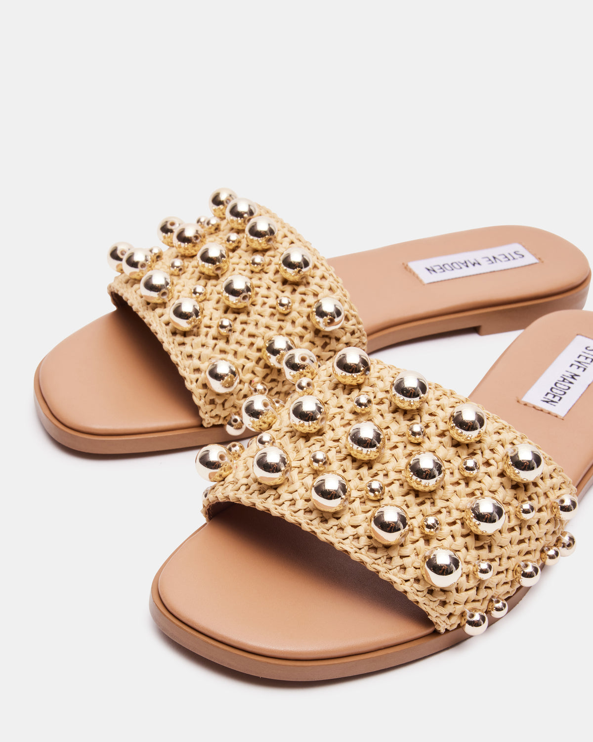 KEELY Natural Raffia Women's Studded Slides