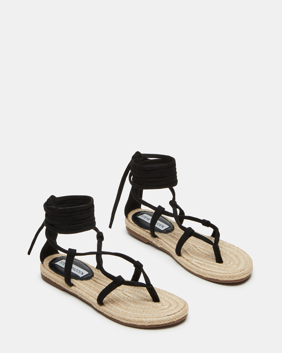 WADE Black Women's Strappy Lace-Up Espadrille Sandal