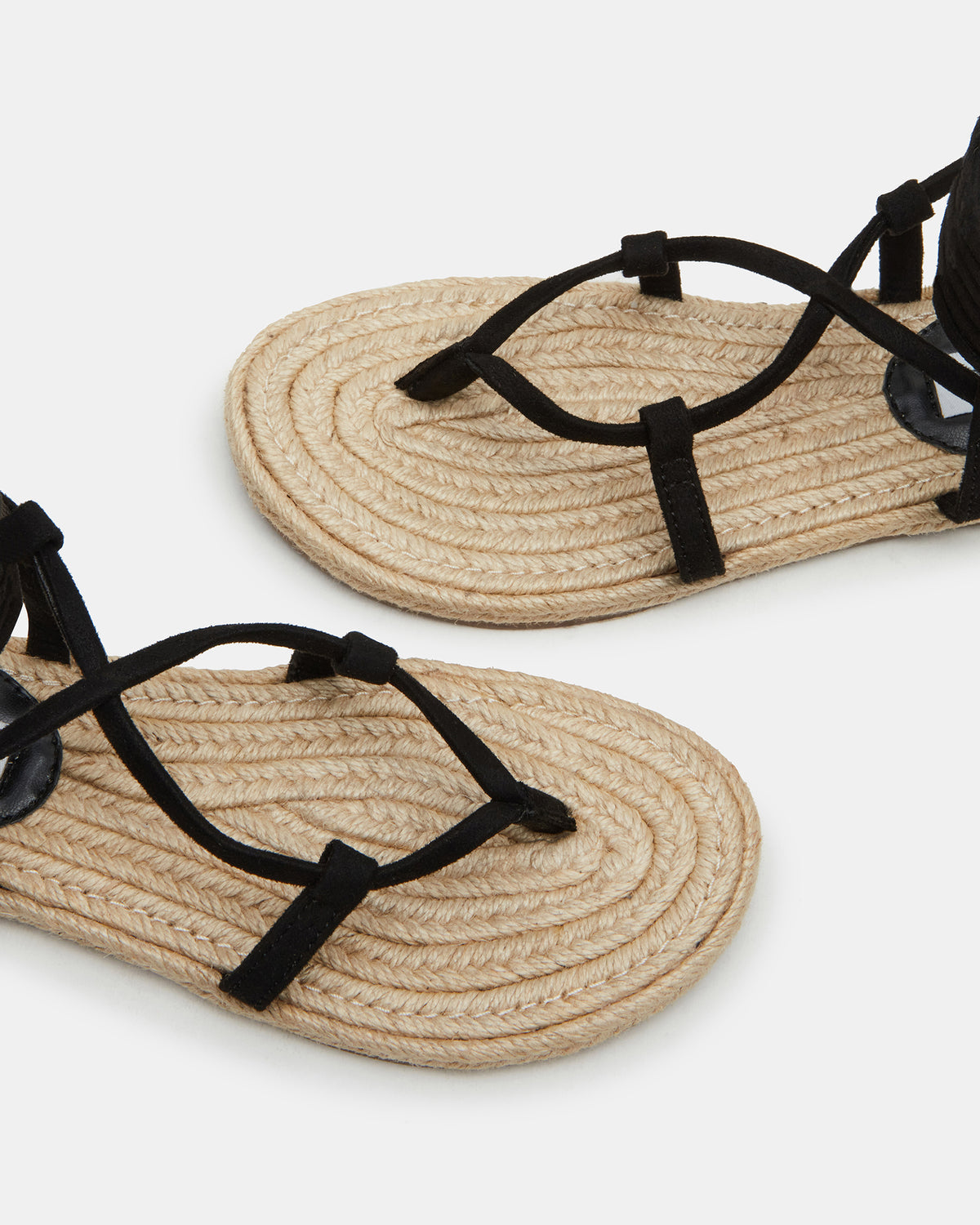 WADE Black Women's Strappy Lace-Up Espadrille Sandal