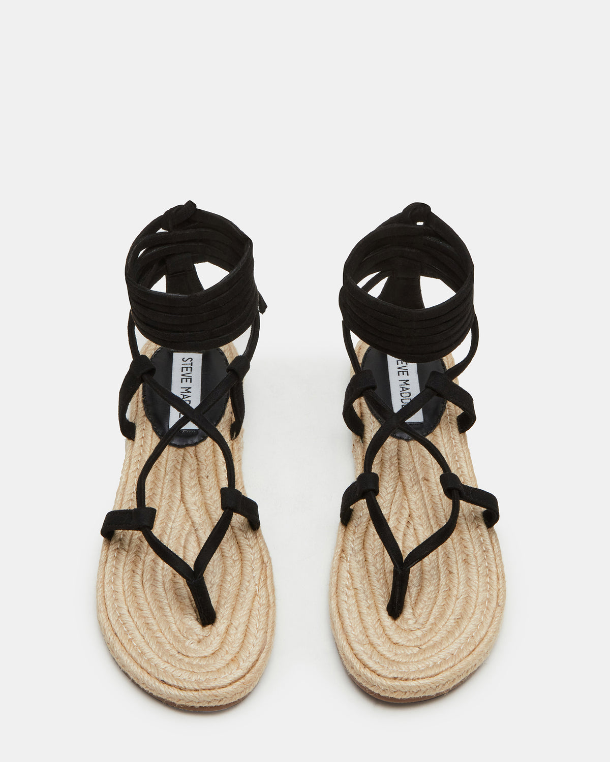WADE Black Women's Strappy Lace-Up Espadrille Sandal