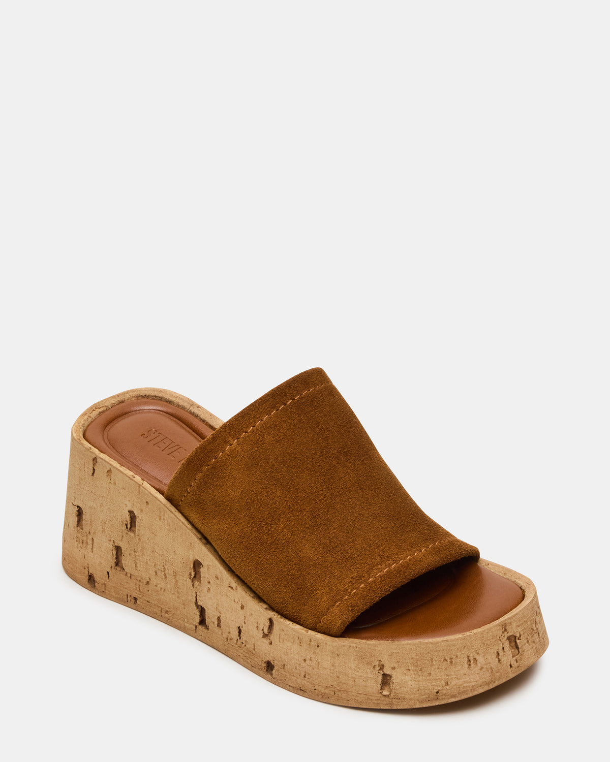 CELLAR Chestnut Suede Platform Wedge Square-Toe Women's Sandal