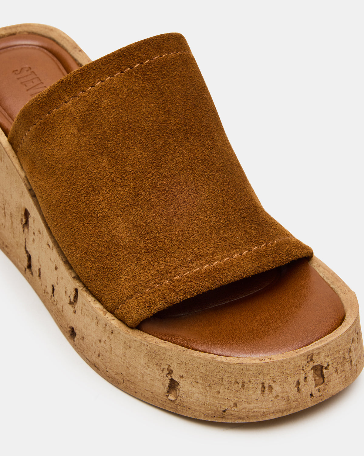 CELLAR Chestnut Suede Platform Wedge Square-Toe Women's Sandal
