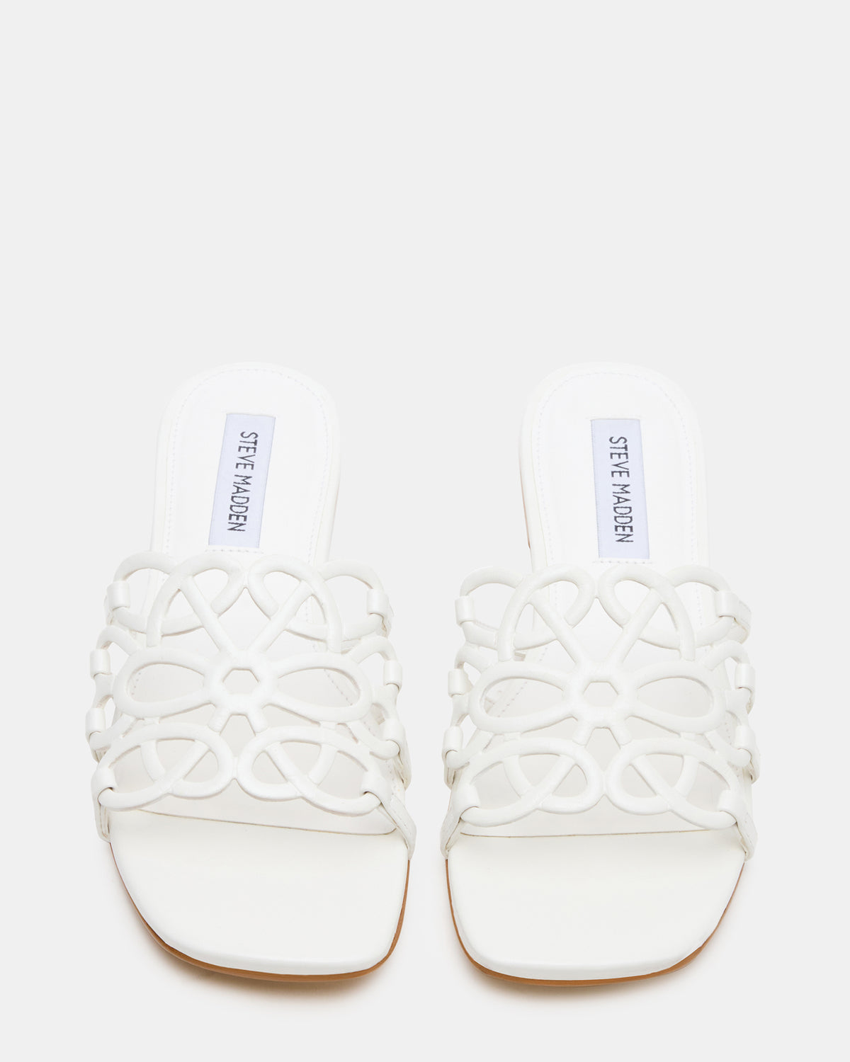 LOTUS White Leather Square-Toe Slide Women's Sandal