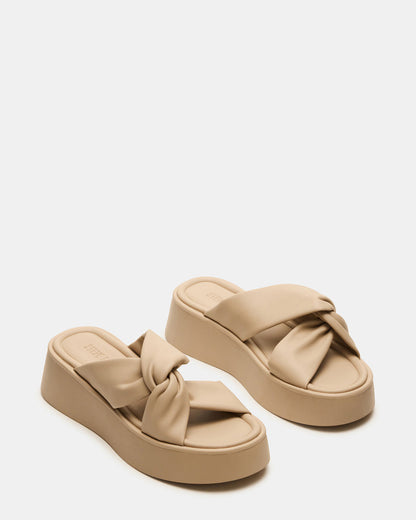 CYRIX Taupe Women's Platform Slide Sandal