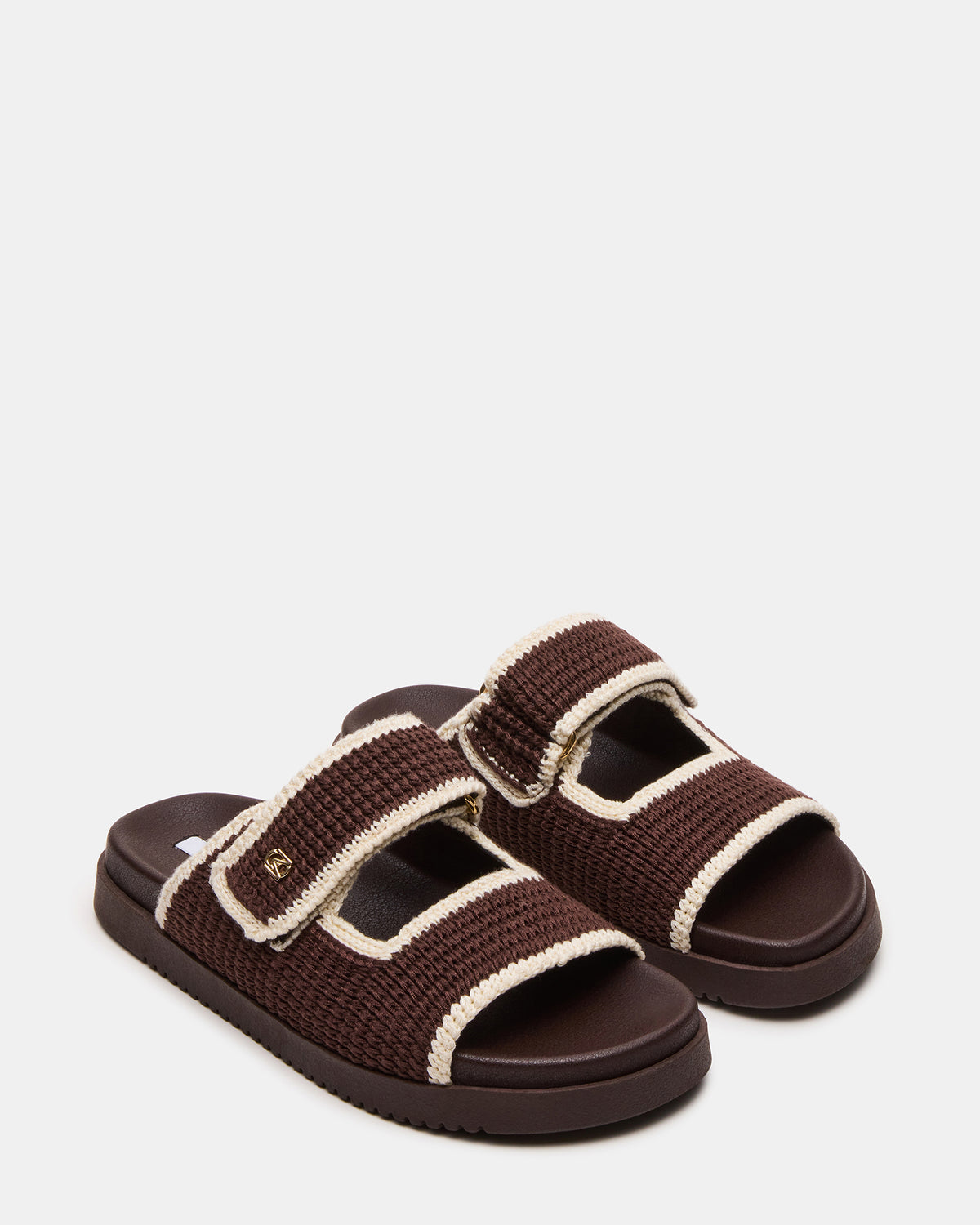 MAYSIE Brown Multi Woven Flatform Footbed Slide Women's Sandal