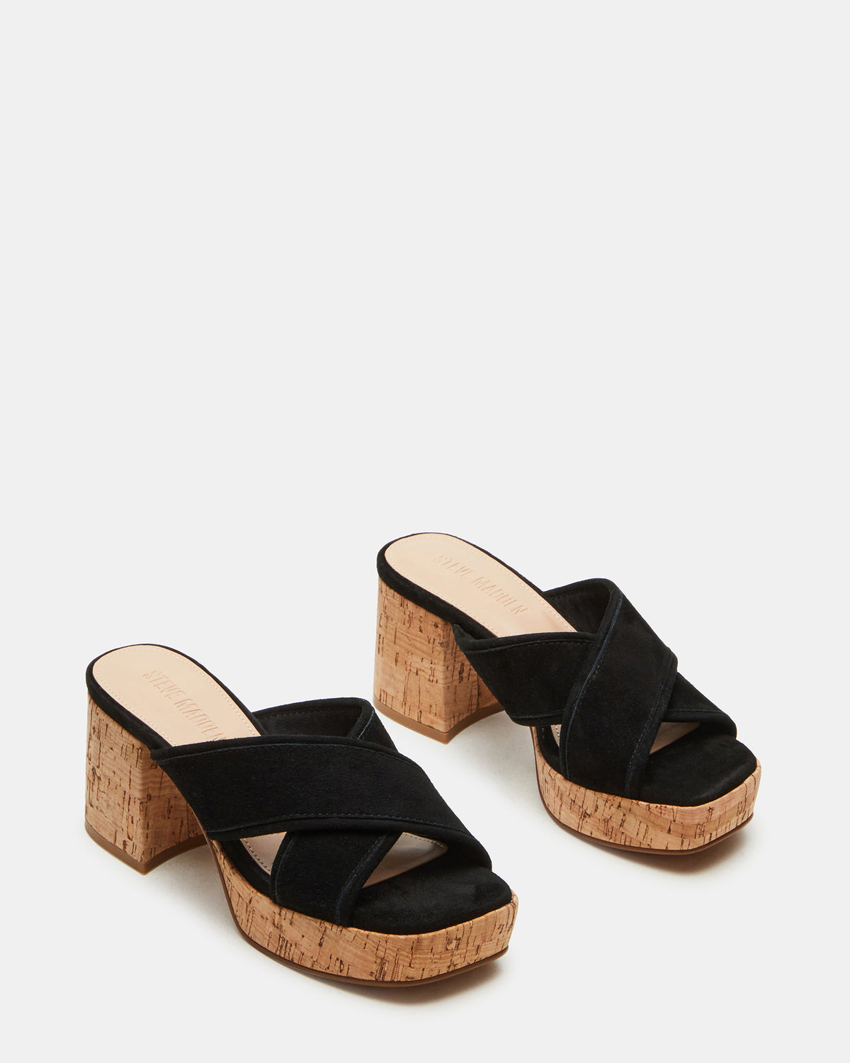MARSDEN Black Suede Women's Platform Square-Toe Mule Sandal