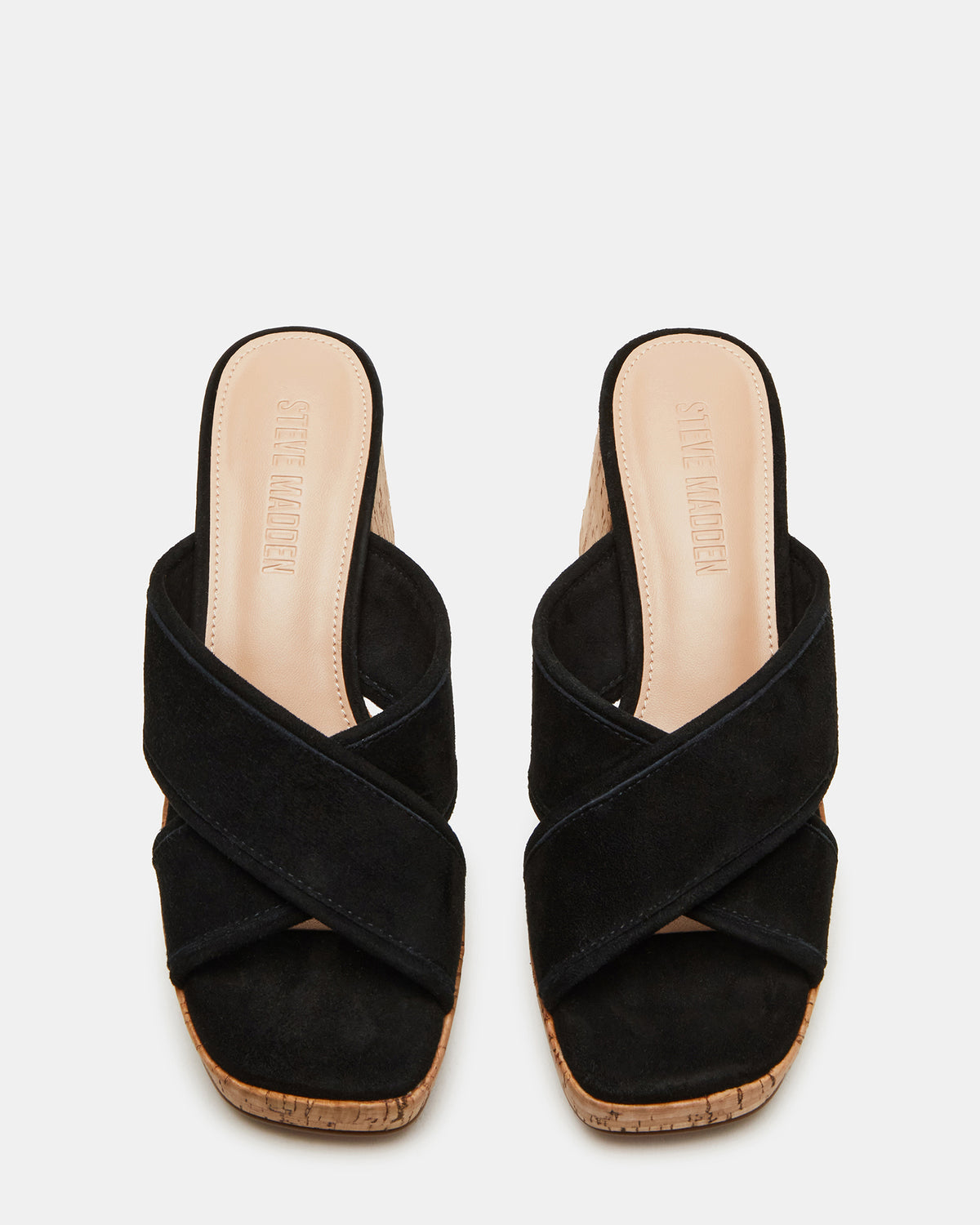 MARSDEN Black Suede Women's Platform Square-Toe Mule Sandal