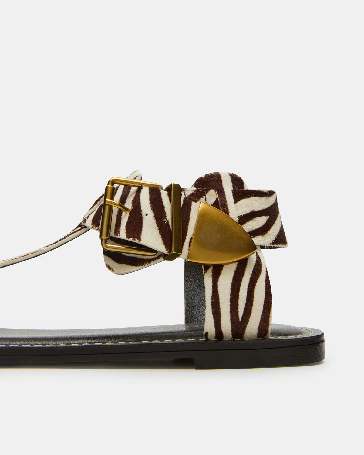 BRAZINN Zebra Strappy Flat Sandal Women's Sandal