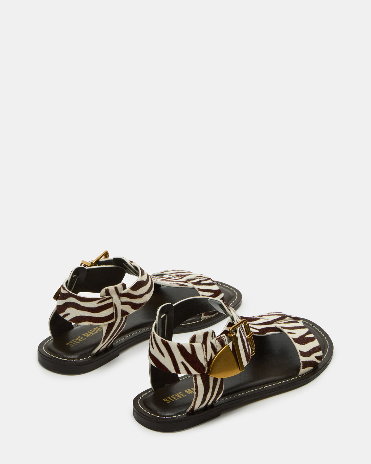 BRAZINN Zebra Strappy Flat Sandal Women's Sandal