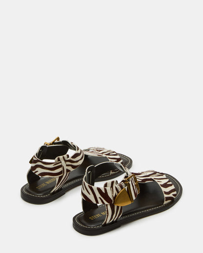 BRAZINN Zebra Strappy Flat Sandal Women's Sandal