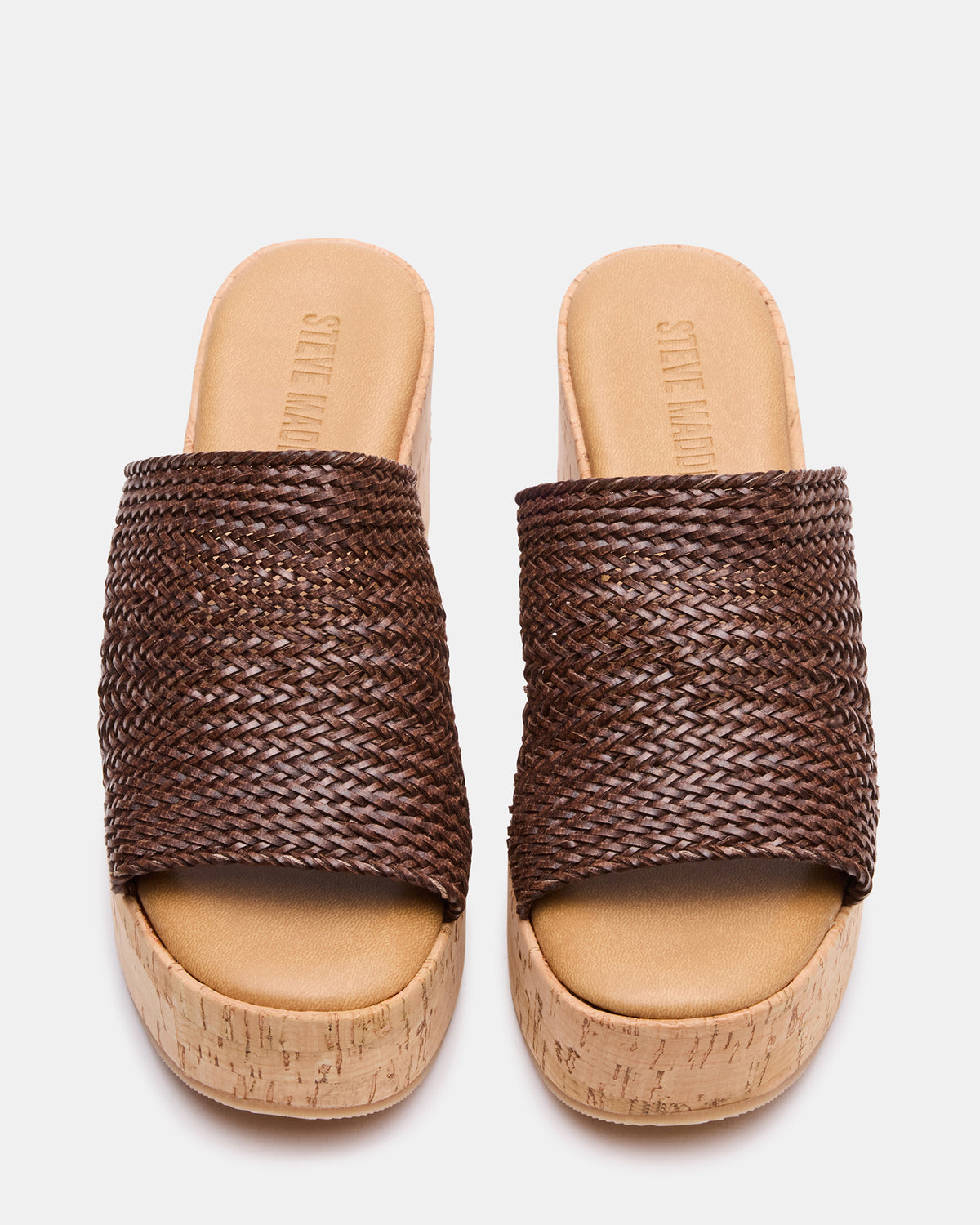 COASTAL Brown Raffia Platform Wedge Mule Women's Sandal