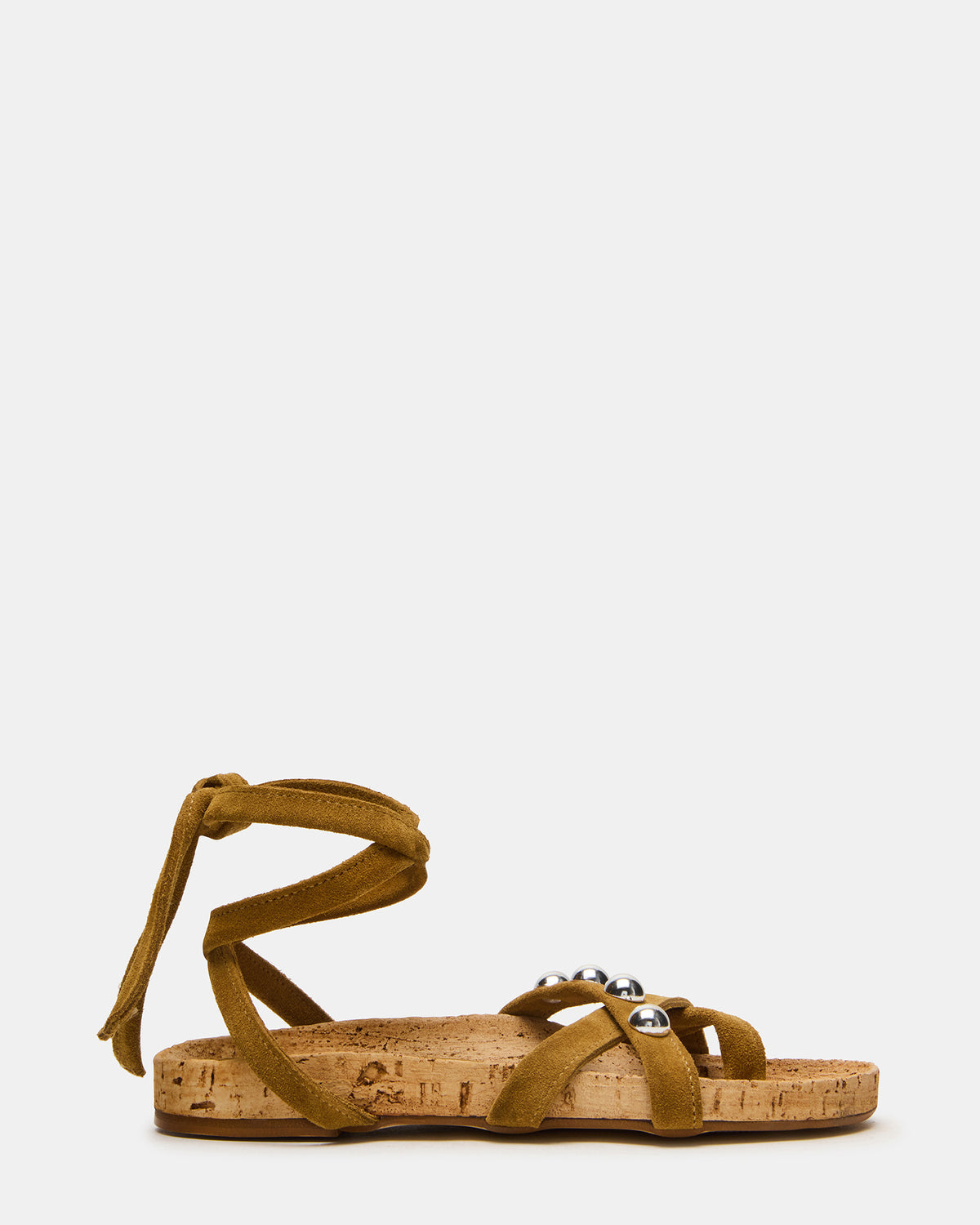 KELSO Olive Suede Flatform Strappy Studded Women's Sandal
