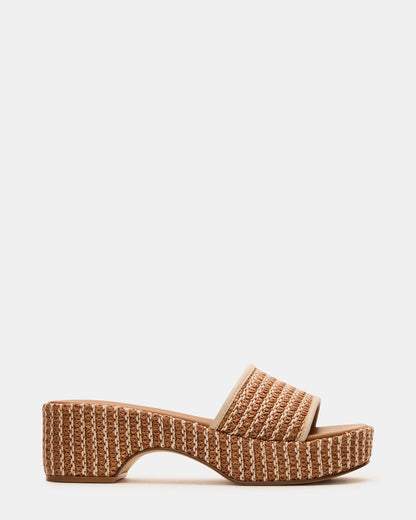 COSIMA Natural Platform Raffia Slide Women's Sandal