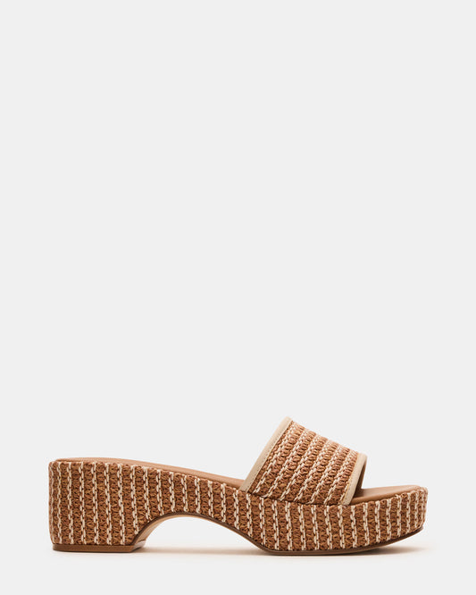 COSIMA Natural Platform Raffia Slide Women's Sandal