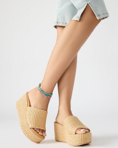 JETTY Blue Raffia Platform Wedge Women's Sandal