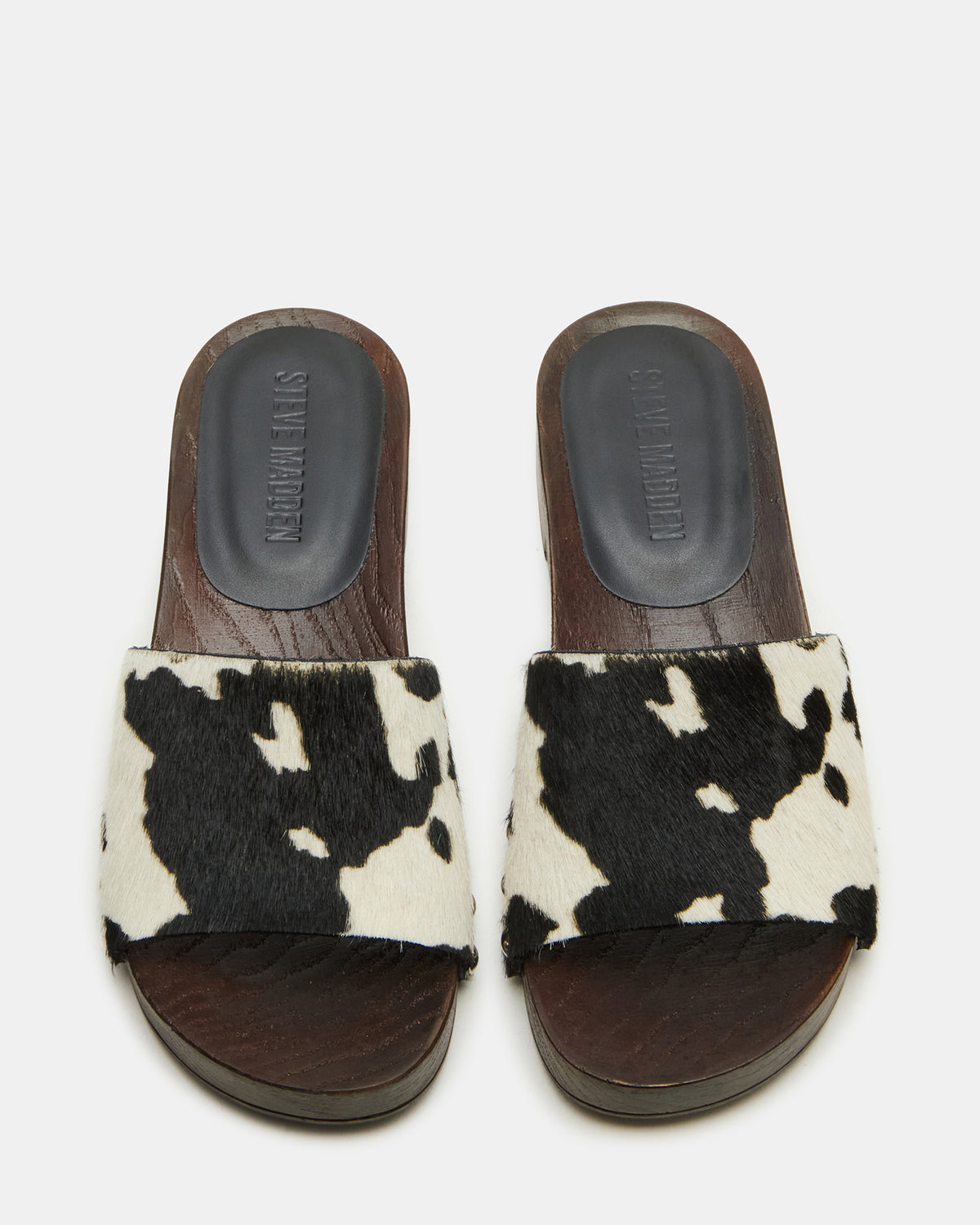 CENTO Black Cow Print Studded Slide Women's Sandal