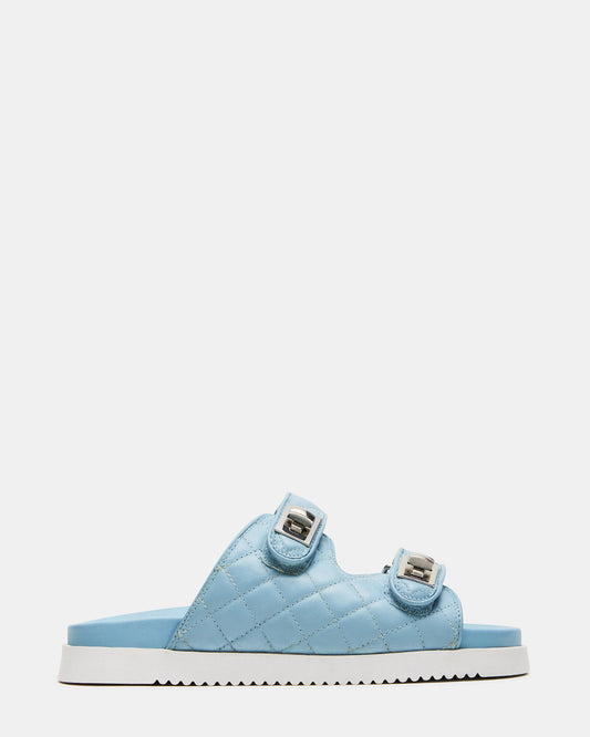 SCHMONA Blue Leather Quilted Slide | Women's Sandals