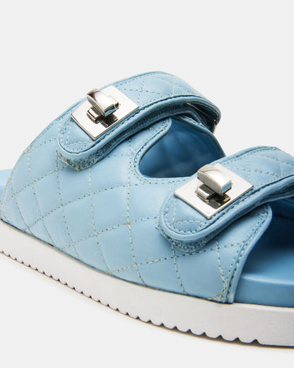 SCHMONA Blue Leather Quilted Slide | Women's Sandals