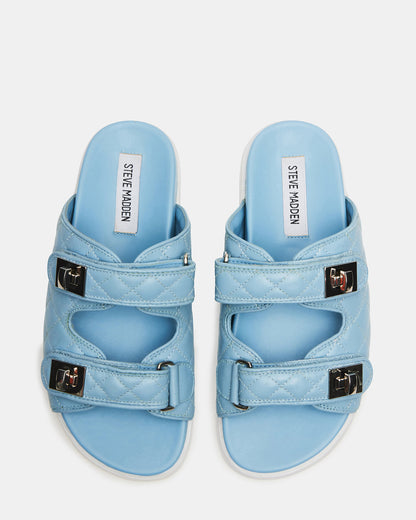 SCHMONA Blue Leather Quilted Slide | Women's Sandals