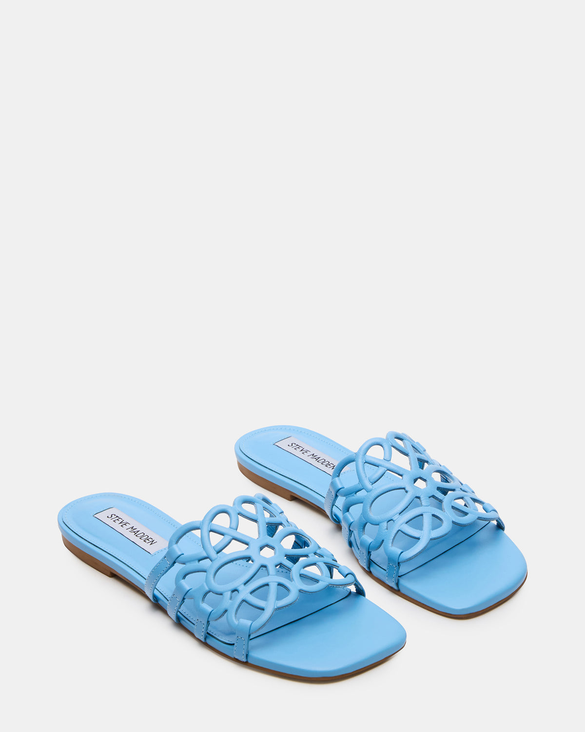 LOTUS Blue Leather Square-Toe Slide Women's Sandal