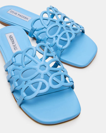 LOTUS Blue Leather Square-Toe Slide Women's Sandal
