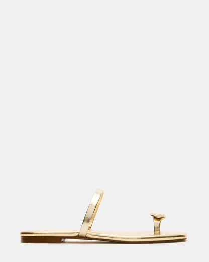 TAMARA Gold Flat Square-Toe Women's Sandal