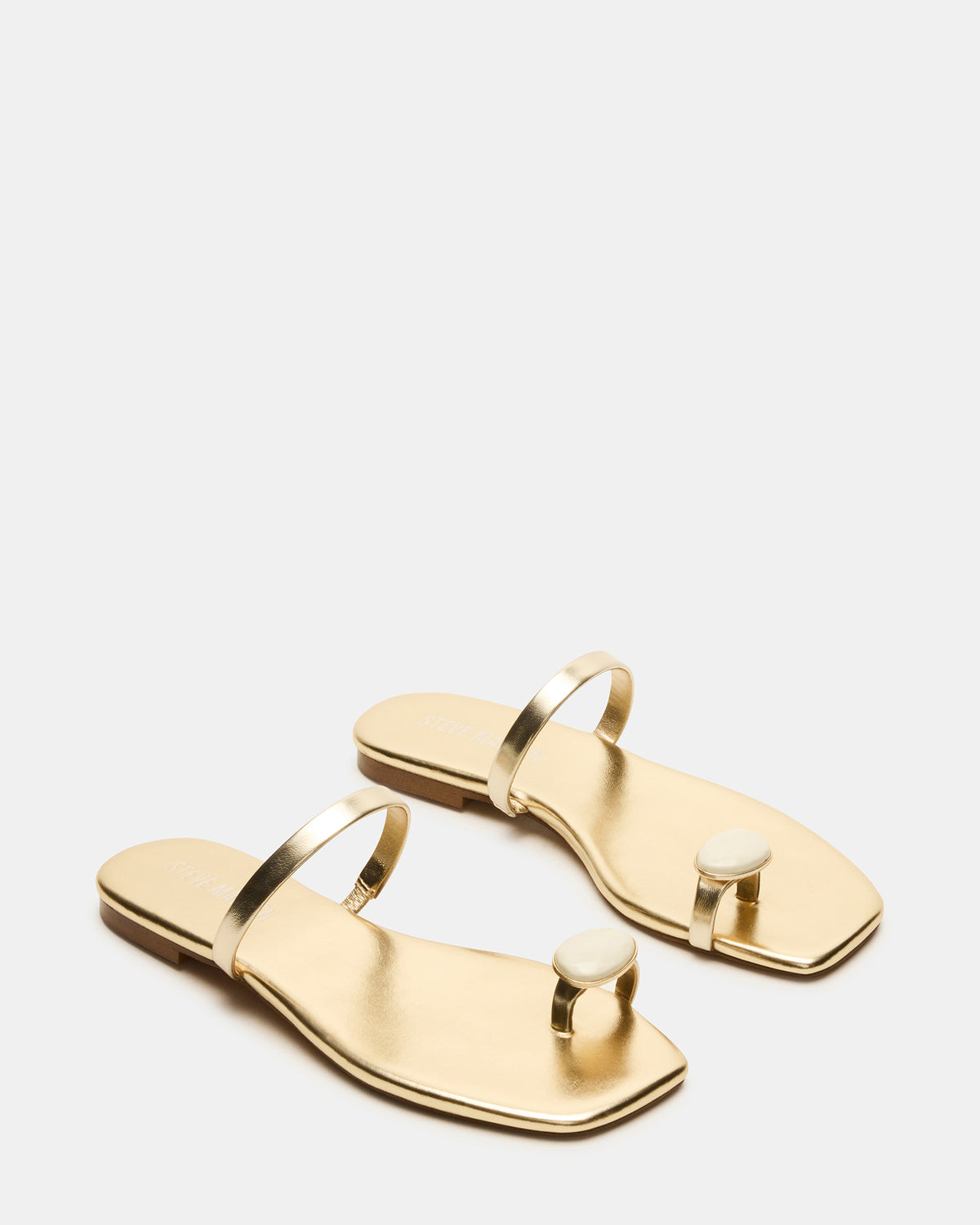 TAMARA Gold Flat Square-Toe Women's Sandal
