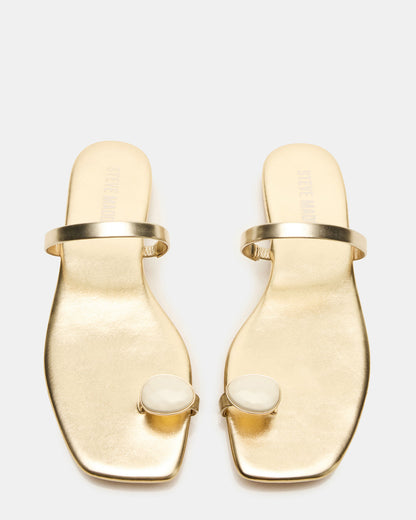 TAMARA Gold Flat Square-Toe Women's Sandal