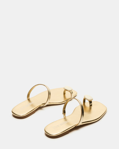 TAMARA Gold Flat Square-Toe Women's Sandal