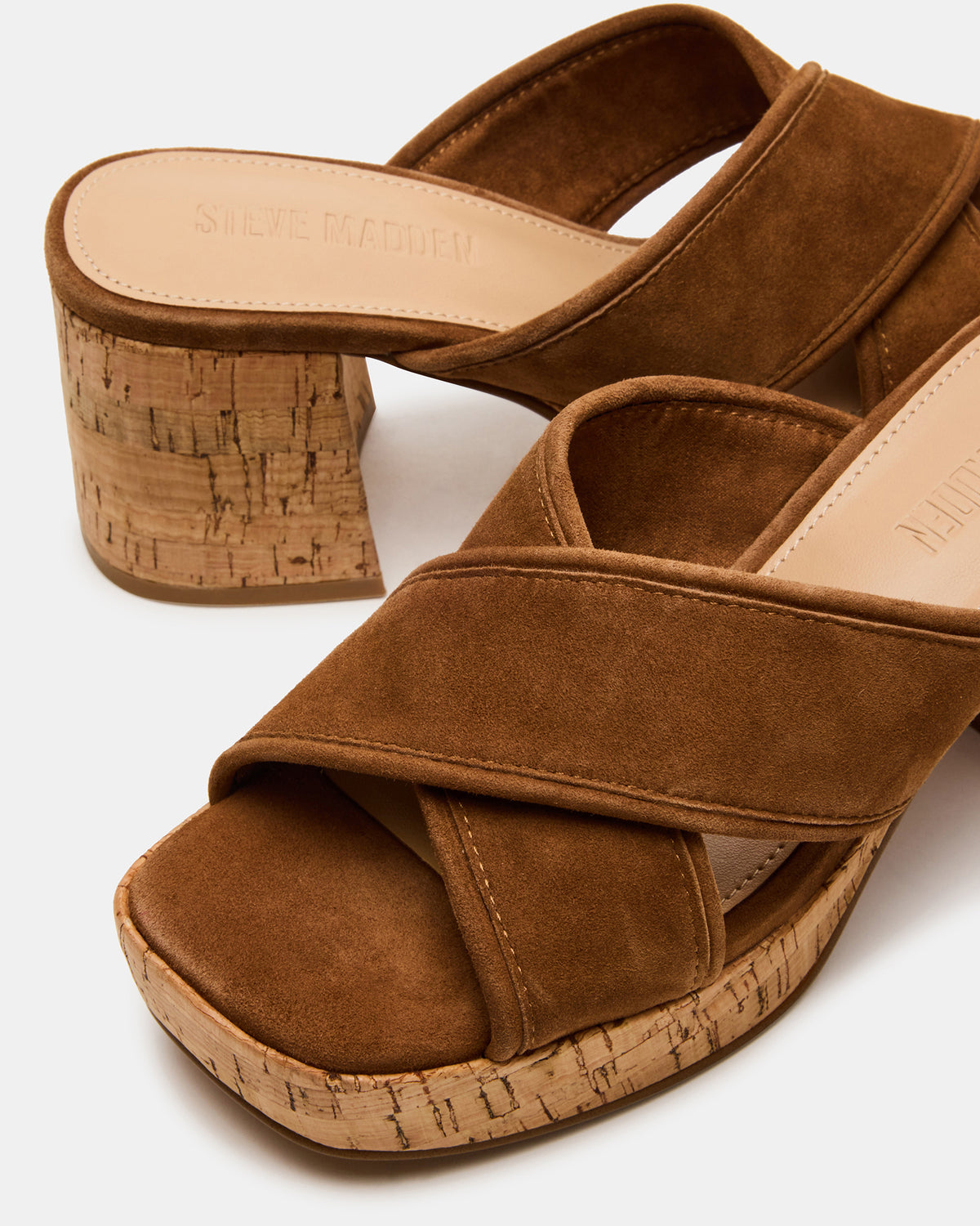 MARSDEN Chestnut Suede Women's Platform Square-Toe Mule Sandal