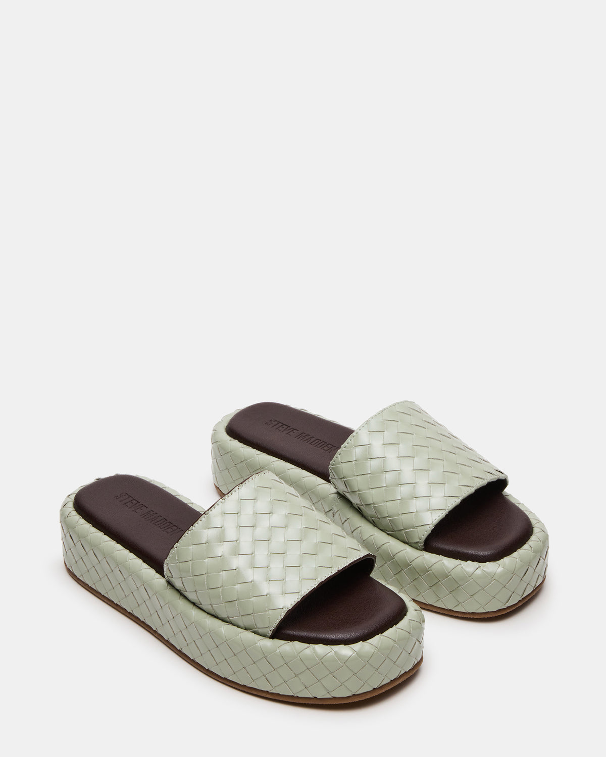 BEACHY Quilted Pistachio Platform Slide Women's Sandal