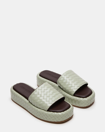 BEACHY Quilted Pistachio Platform Slide Women's Sandal