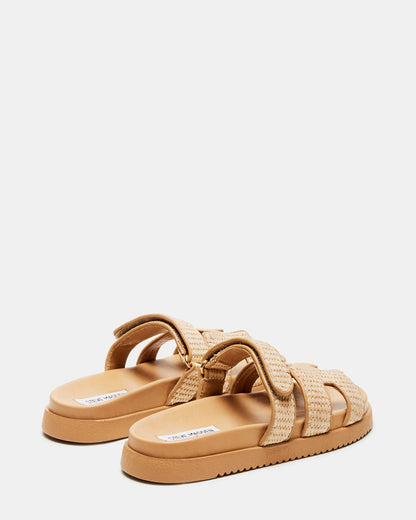 MAYVEN Natural Raffia Flatform Slide Women's Sandal