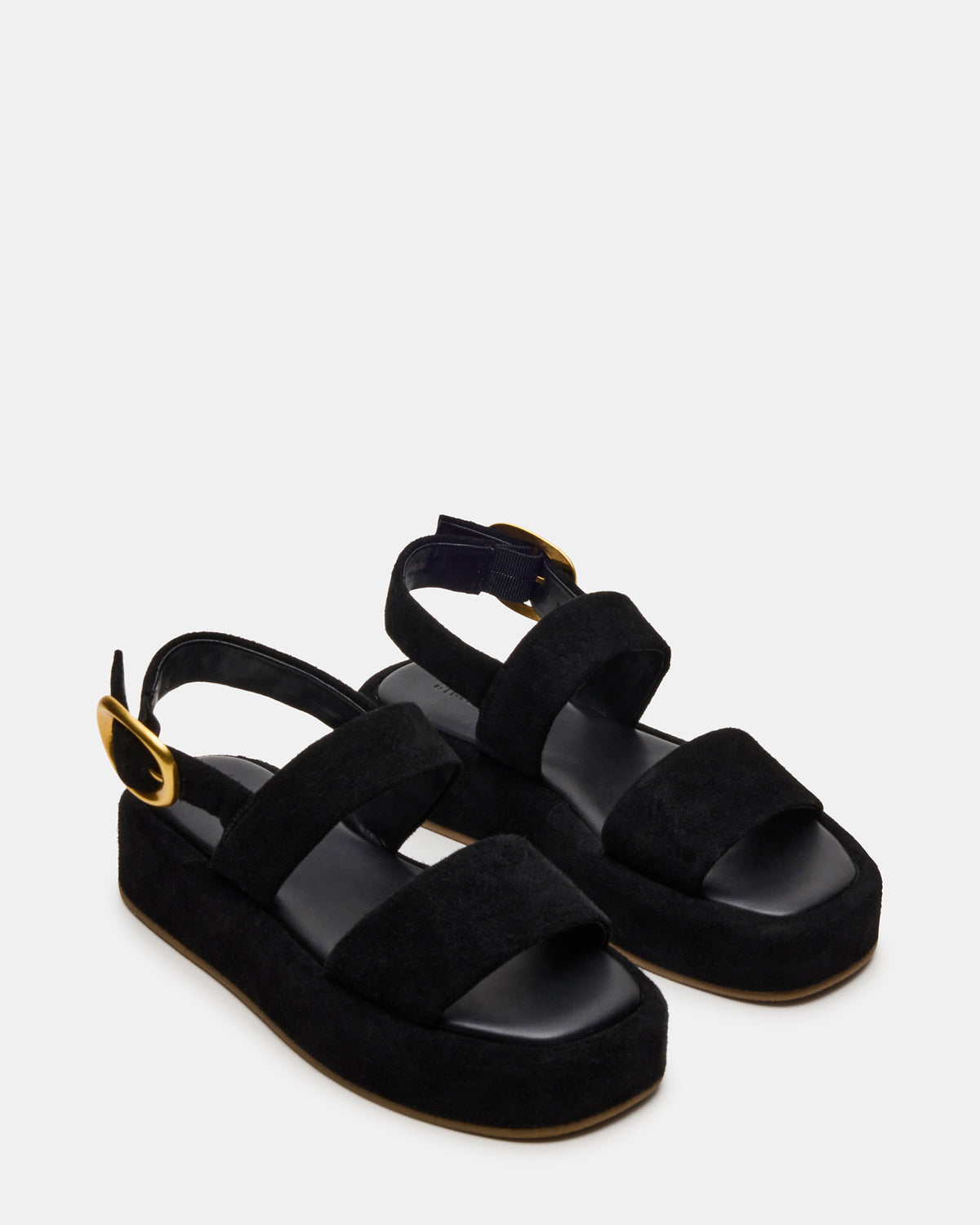 BARONI Black Suede Square-Toe Platform Women's Sandals