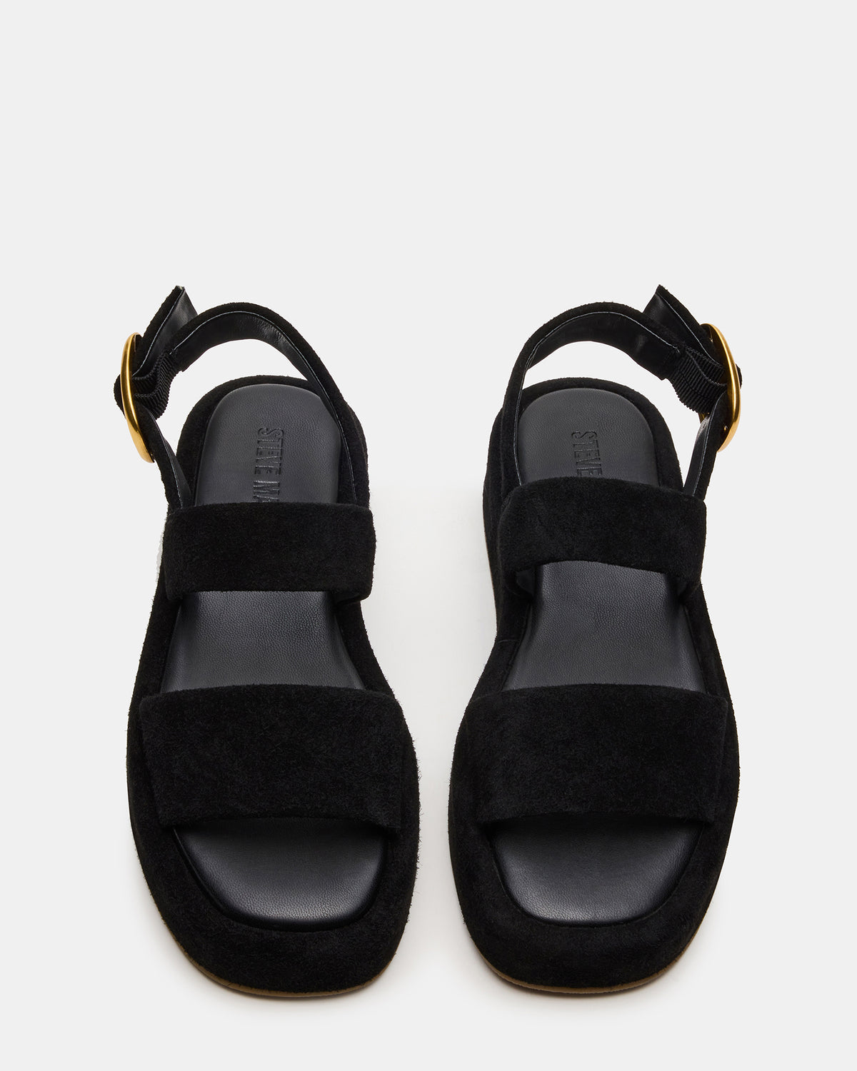 BARONI Black Suede Square-Toe Platform Women's Sandals