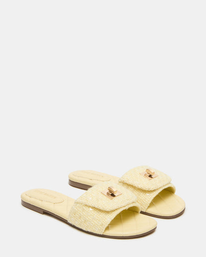 MORELAND Sequin Yellow Quilted Slide Women's Sandal