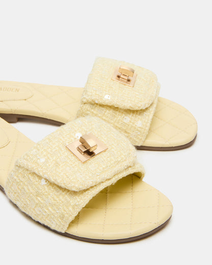 MORELAND Sequin Yellow Quilted Slide Women's Sandal