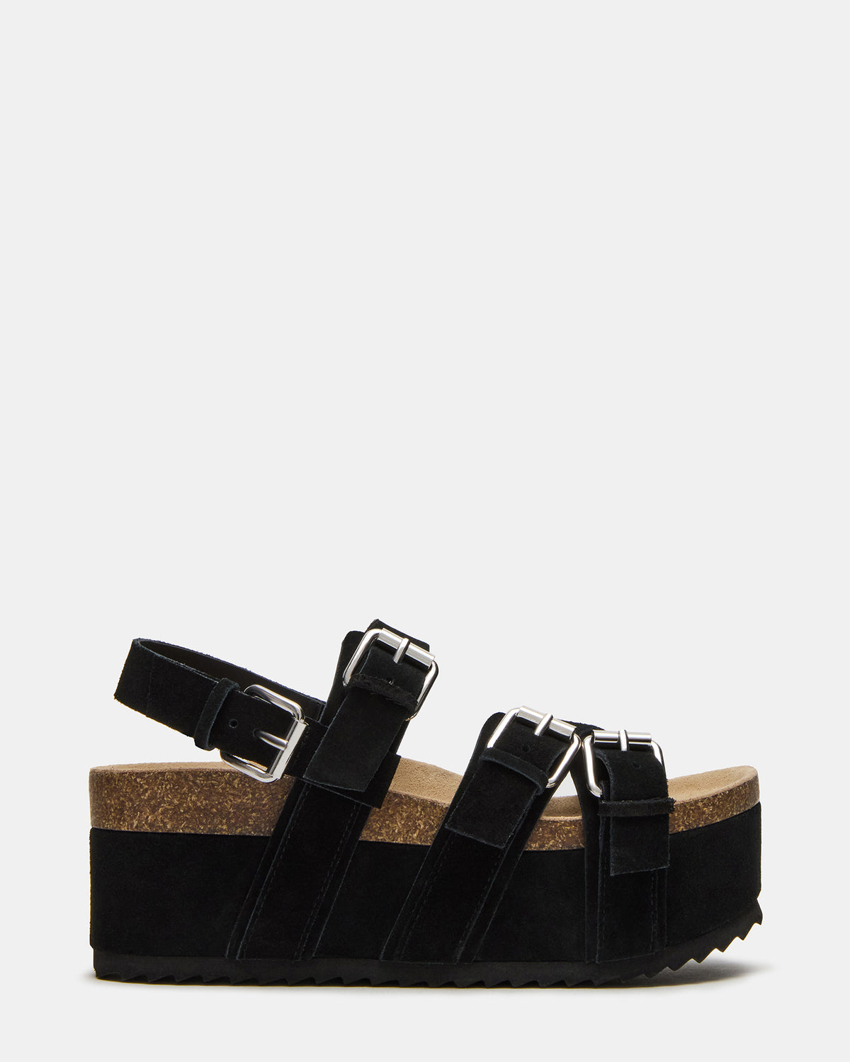 KIWI Black Suede Women's Strappy Platform Sandal