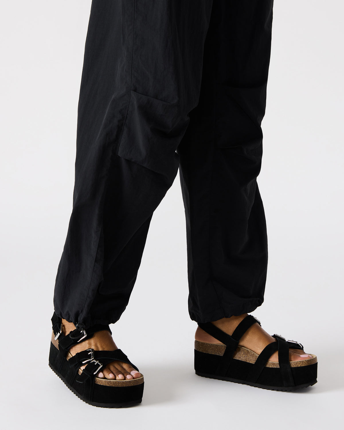 KIWI Black Suede Women's Strappy Platform Sandal