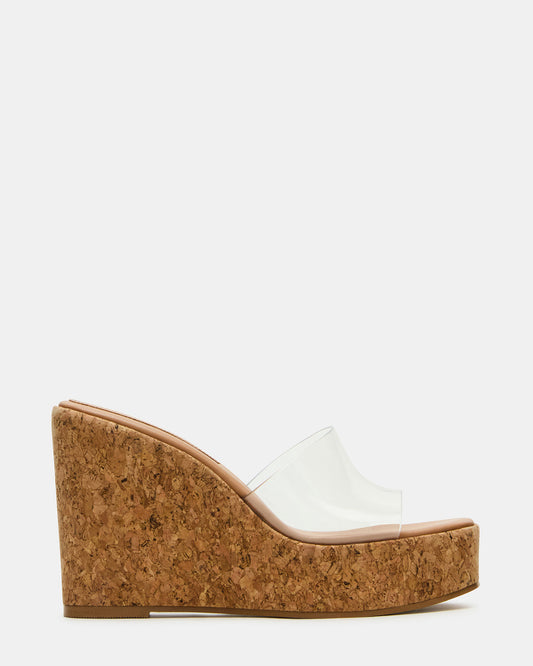 CAYMAN Clear Platform Square-Toe Wedge Women's Sandal