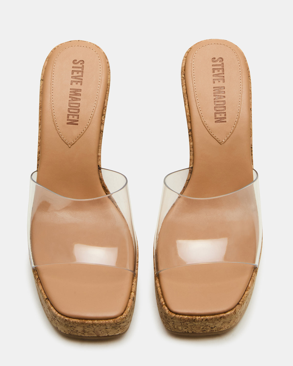 CAYMAN Clear Platform Square-Toe Wedge Women's Sandal