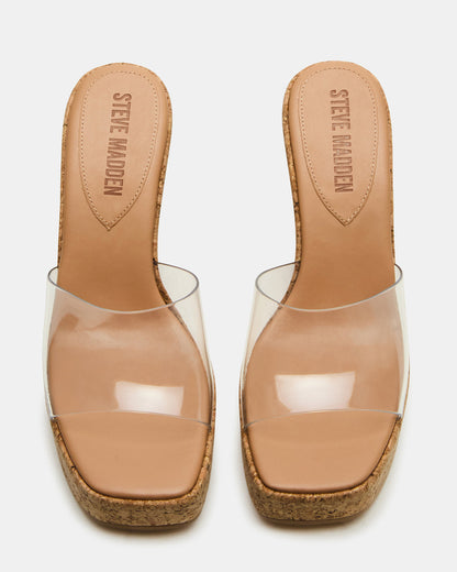 CAYMAN Clear Platform Square-Toe Wedge Women's Sandal