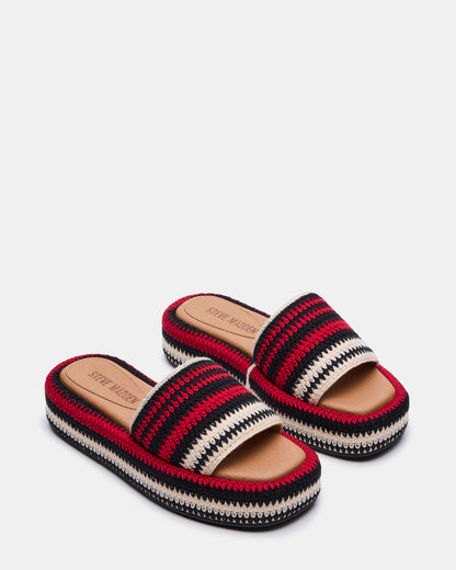 BEACHY Woven Red Multi Platform Slide Women's Sandal