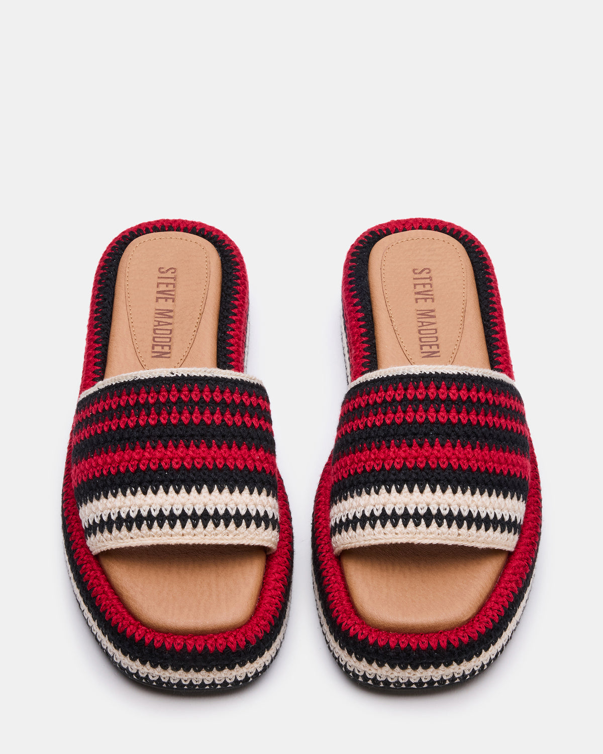BEACHY Woven Red Multi Platform Slide Women's Sandal
