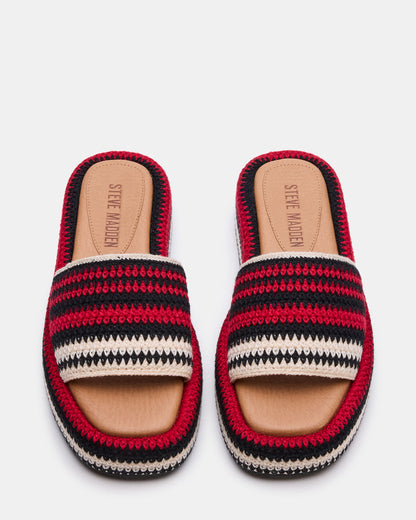 BEACHY Woven Red Multi Platform Slide Women's Sandal